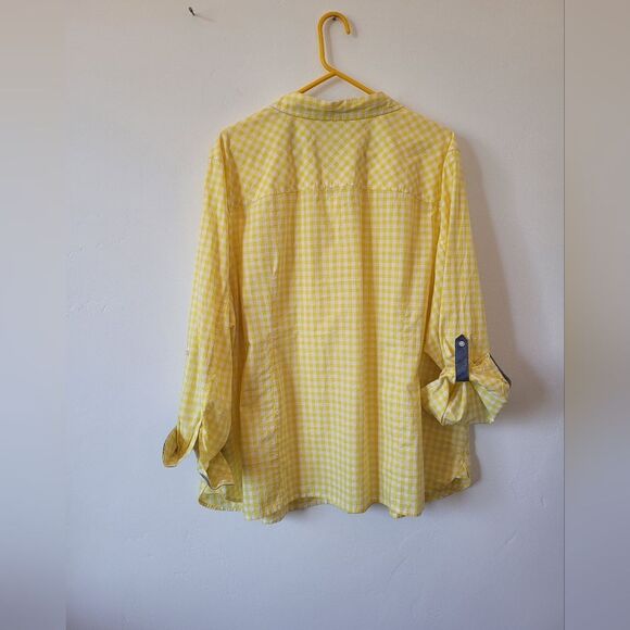 Tommy Hilfiger Yellow Gingham Cotton Blouse Button Top Plus Size 3X Lightweight - Picture 9 of 9